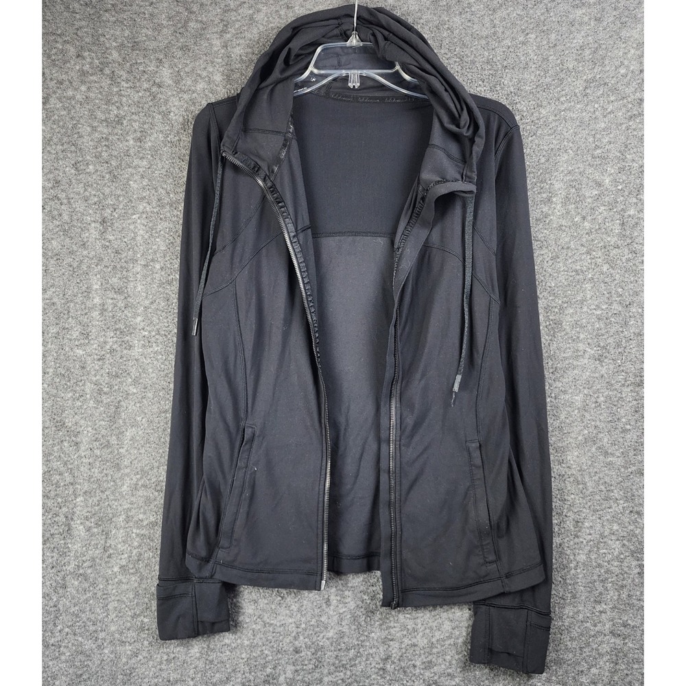 Lululemon Jacket Womens Activewear Black Hooded Thumbhole Full Zip